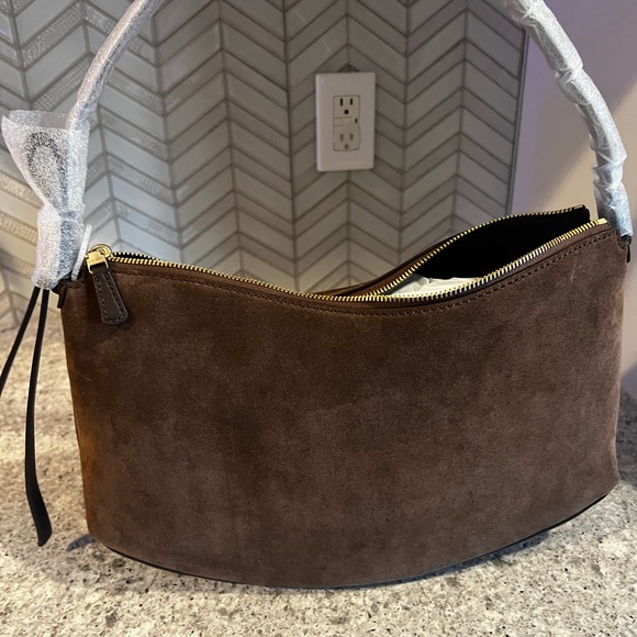 Kate Spade Large Loop Shoulder Bag Brown Suede Hot Chocolate - Picture 6 of 9